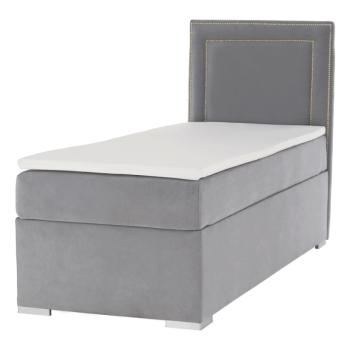 Boxspring ágy, egyszemélyes, világosszürke, 90x200, jobbos, BILY kép