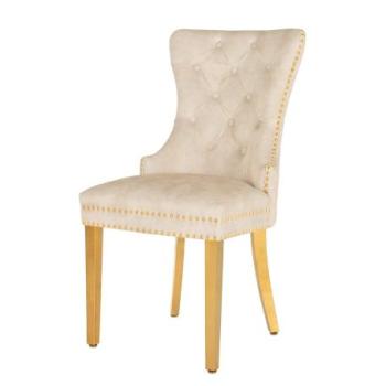 CASTLE bézs bársony szék arany lábak oroszlánfej fogantyúval kép