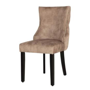 CASTLE DELUXE fekete bézs bársony szék oroszlánfej fogantyúval kép