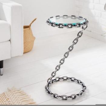 CHAIN ezüst üveg dohányzóasztal 55cm kép