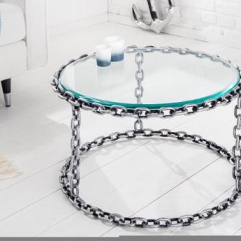 CHAIN ezüst üveg dohányzóasztal 65cm kép