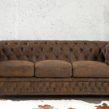 CHESTERFIELD 3 személyes antik barna kanapé kép