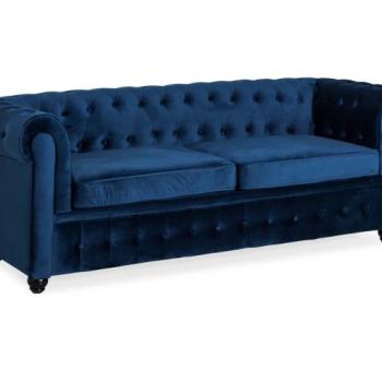 Chesterfield kanapé Manor House B108, Kék, 78x215x85cm, Lábak: Fa kép