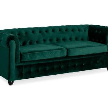 Chesterfield kanapé Manor House B108, Zöld, 78x215x85cm, Lábak: Fa kép