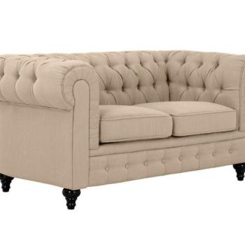 Chesterfield kanapé Manor House B112, Beige, 78x164x85cm, Lábak: Fa kép