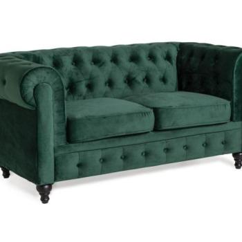 Chesterfield kanapé Manor House B112, Zöld, 78x164x85cm, Lábak: Fa kép