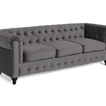 Chesterfield kanapé Manor House B115, Szürke, 77x222x85cm, Lábak: Fa kép