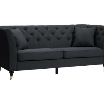 Chesterfield kanapé Riverton 672, Sötétszürke, 88x211x86cm, Lábak: Fémes, Fa kép