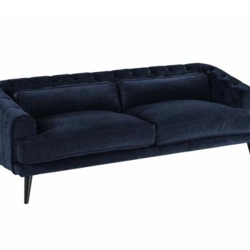 Chesterfield kanapé Riverton 774, Sötétkék, 96x224x79cm, Lábak: Fa kép