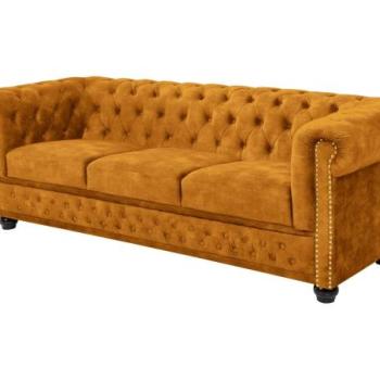CHESTERFIELD sárga bársony kanapé kép
