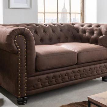 CHESTERFIELD vintage barna mikroszálas kanapé kép