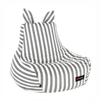 Csíkos nyuszifüles babzsákfotel, szürke-fehér - ZOO kép