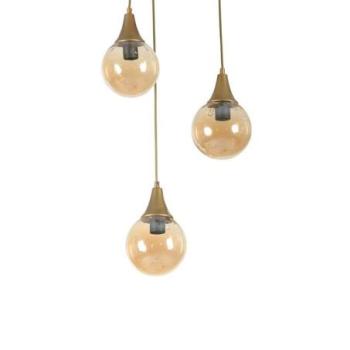 Csillár, 3 égős, fém, arany - borostyán kép