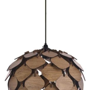 Csillár, fa, kis lapos részekből, barna kép