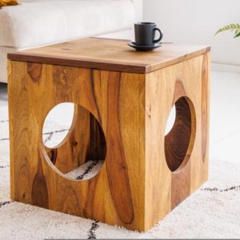 CUBUS barna fa dohányzóasztal 40 cm kép