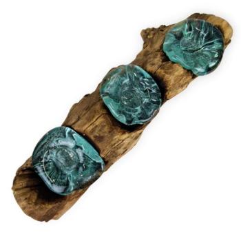 DENPASAR 3 részes üveg mécses fatörzsön kép