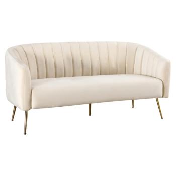 Design 3-as ülés kanapé, bézs Velvet szövet/gold króm-arany, BAGY kép