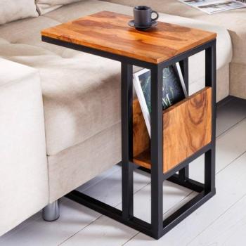 Design asztal laptophoz tárolóhellyel Maliha 45 cm Sheesham kép