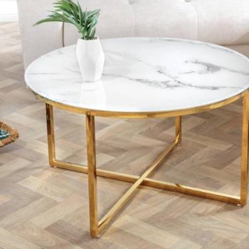 Design dohányzóasztal Latrisha 80 cm fehér márvány kép