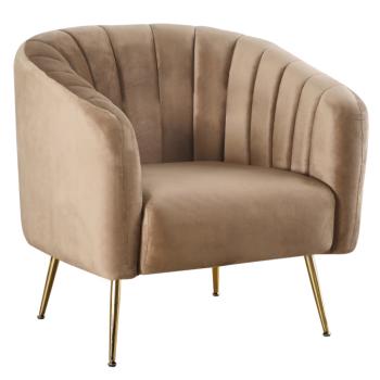 Design fotel, barna Velvet szövet/gold króm-arany, BAGY kép