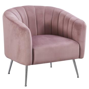 Design fotel, rózsaszín Velvet szövet/króm-ezüst, BAGY kép