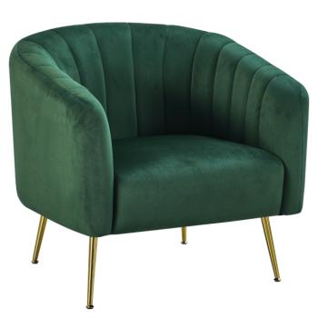 Design fotel, sötétzöld Velvet szövet/gold króm-arany, BAGY kép