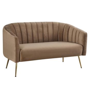Design kétszemélyes kanapé, barna Velvet szövet/gold króm-arany, BAGY kép