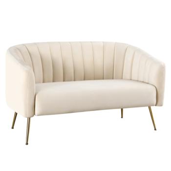 Design kétszemélyes kanapé, bézs Velvet szövet/gold króm-arany, BAGY kép