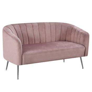 Design kétszemélyes kanapé, rózsaszín Velvet szövet/króm-ezüst, BAGY kép