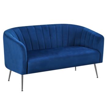 Design kétszemélyes kanapé, sötétkék Velvet szövet/króm-ezüst, BAGY kép
