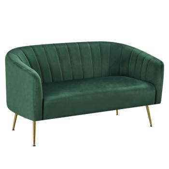 Design kétszemélyes kanapé, sötétzöld Velvet szövet/gold króm-arany, BAGY kép