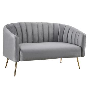 Design kétszemélyes kanapé, szürke Velvet szövet/gold króm-arany, BAGY kép