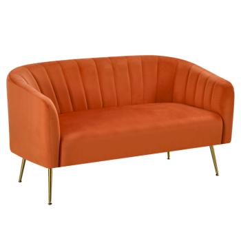 Design kétszemélyes kanapé, terrakotta Velvet szövet/gold króm-arany, BAGY kép