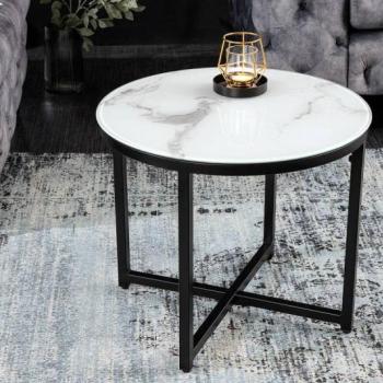 Design oldalsó asztal Latrisha 50 cm fehér - márvány utánzata kép
