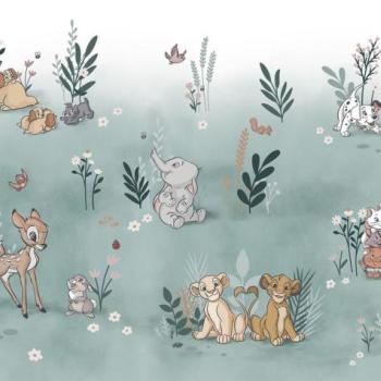 Disney állatok tapéta, 400 x 280 cm, türkiz - zöld - barna - REVES kép