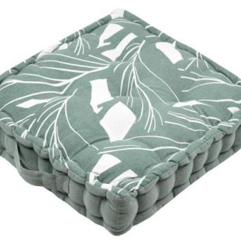 Díszpárna, levélmintás, pamut - poliészter, zsályazöld, 45x45 cm - AKITA kép
