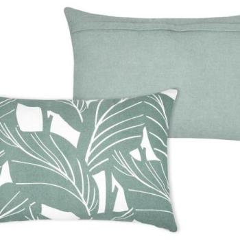 Díszpárna, levélmintás, zöld, pamut - poliészter, 40x60 cm - AKITA kép