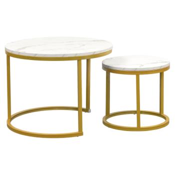 Dohányzóasztal, 2 db-os szett, arany/márvány imitáció, DAMON kép