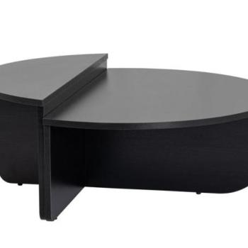 Dohányzóasztal, 2 részes, fa, fekete - RONDOUNET kép