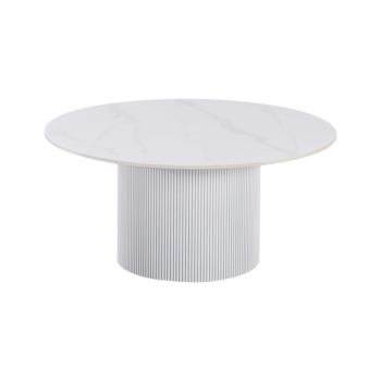 Dohányzóasztal, fehér márvány/MDF, átmérő 80 cm, MAHIR TYP 1 kép