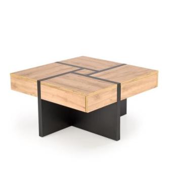 Dohányzóasztal, fiókokkal, fa, tölgy - fekete - SORT kép