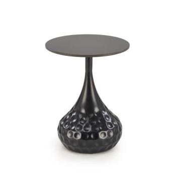 Dohányzóasztal, kerek, márvány - fém, fekete - SOLO kép