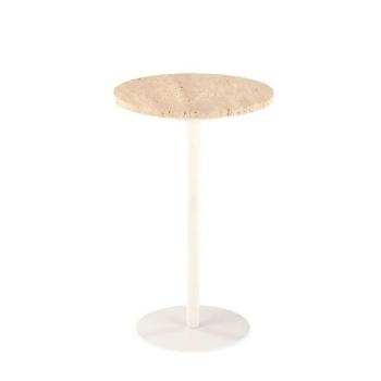 Dohányzóasztal, kerek, mészkő - fém, bézs - fehér, 35 x 56 - SOUP kép