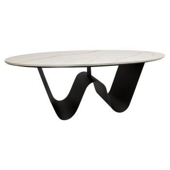 Dohányzóasztal, márvány imitáció/fekete, ELVO kép