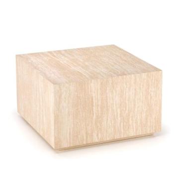 Dohányzóasztal, téglatest, mészkőmintás, bézs, fa - STRATAGEME kép