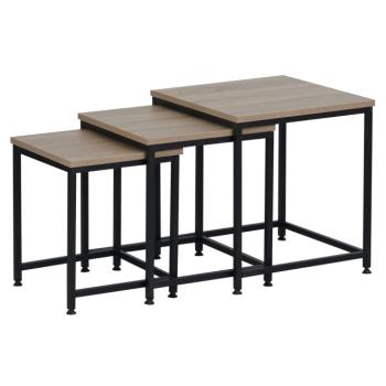 Dohányzóasztalok, set 3 ks, sonoma tölgy/fekete, KASTLER 2 NEW TYP 3 kép