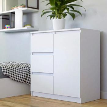 Drohmo 1D3S komód, 80x75x40 cm, fehér kép