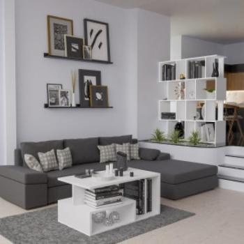 Drohmo Fiesta 4P nyitott álló polc, tároló, 59,5x140x30 cm, fehér kép