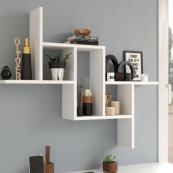 Drohmo Fiesta nyitott fali polc, tároló, 90x73,5x15 cm, fehér kép