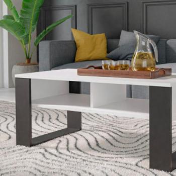 Drohmo MIX 2P dohányzóasztal, 90x50x58 cm, fehér-fekete kép